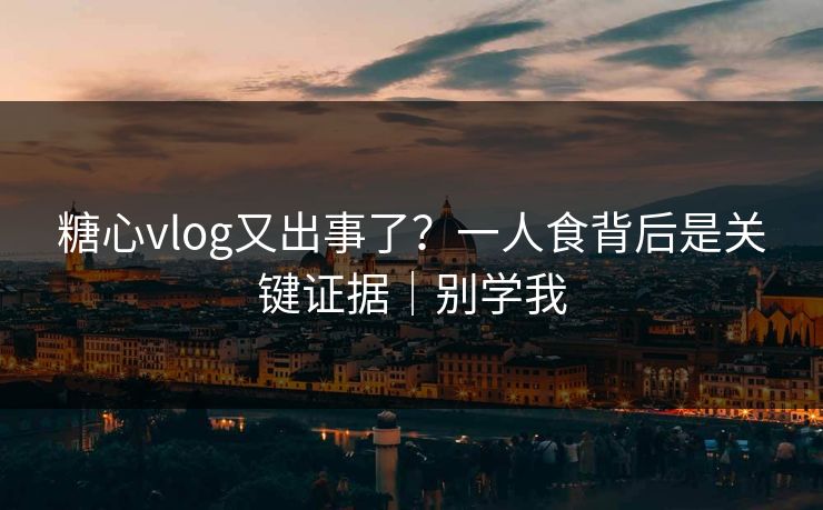 糖心vlog又出事了？一人食背后是关键证据｜别学我