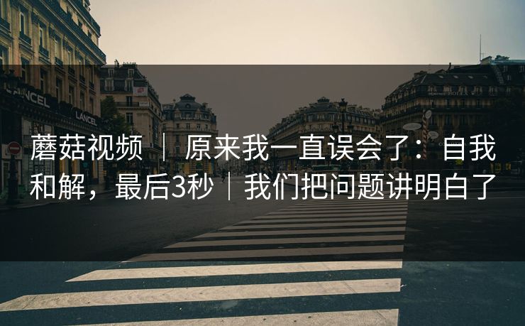 蘑菇视频 ｜ 原来我一直误会了：自我和解，最后3秒｜我们把问题讲明白了